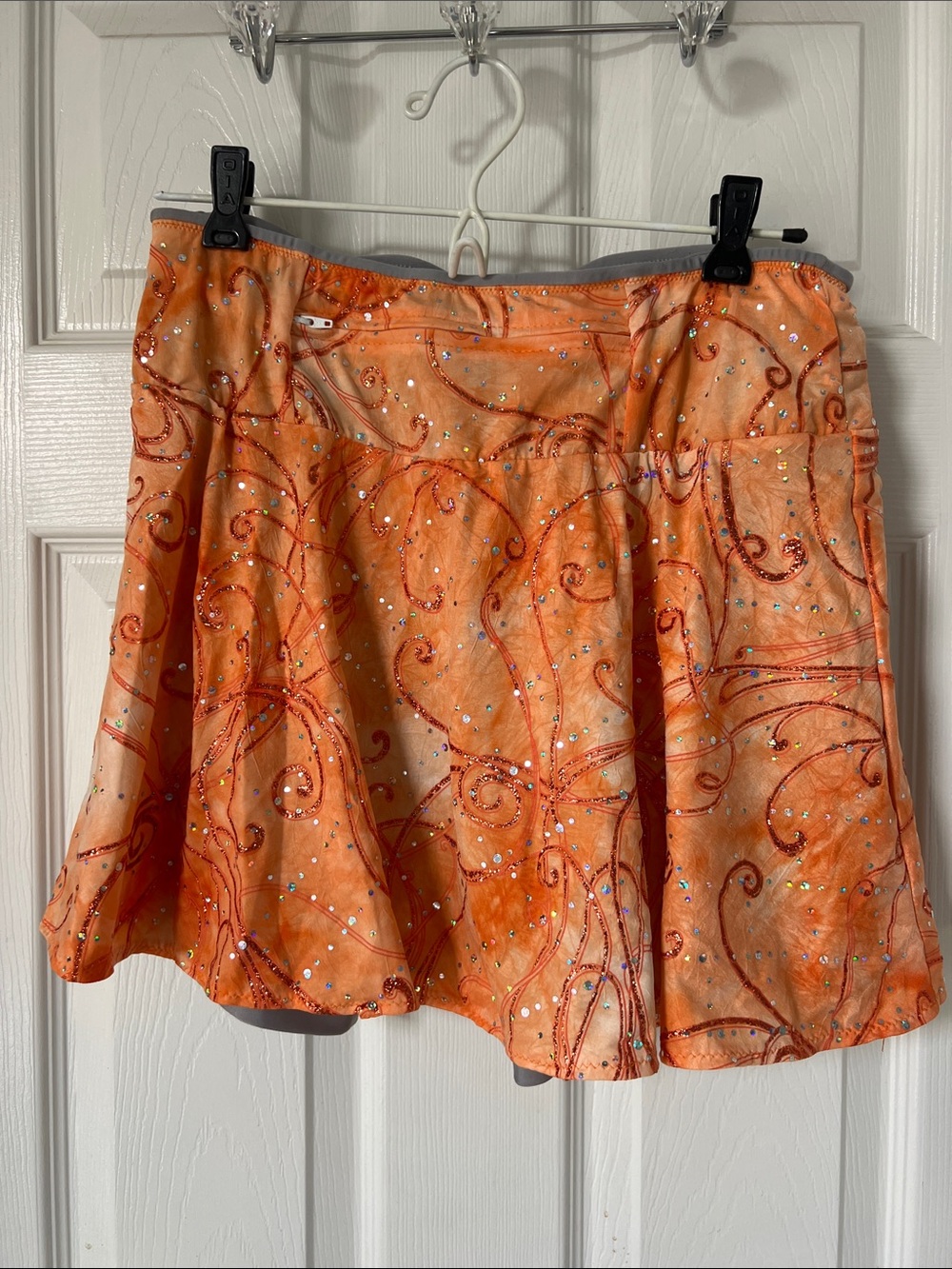 Sparkle Skirts Embellished Orange Circle Running Skirt, Size L